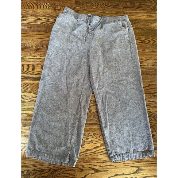 Old Navy Pants - Old Navy Pull On Waist Blue Denim Linen Blend Super Wide Leg Pants Size XL Boho